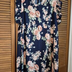 SHEIN Navy and Pink Floral Dress